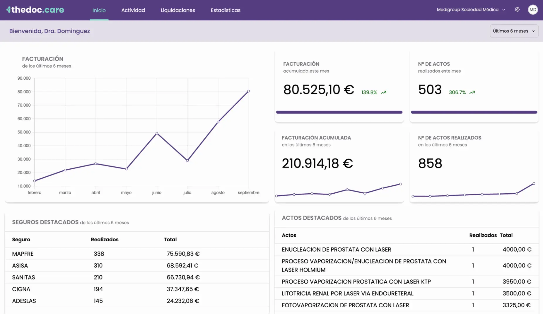 Pantallazo de sistema de gestión financiera